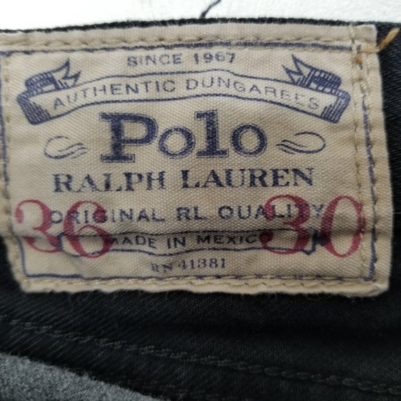 Polo Ralph Lauren Hampton Straight Mens Denim Dark Wash Black Jeans 36 x 30 - Picture 5 of 6